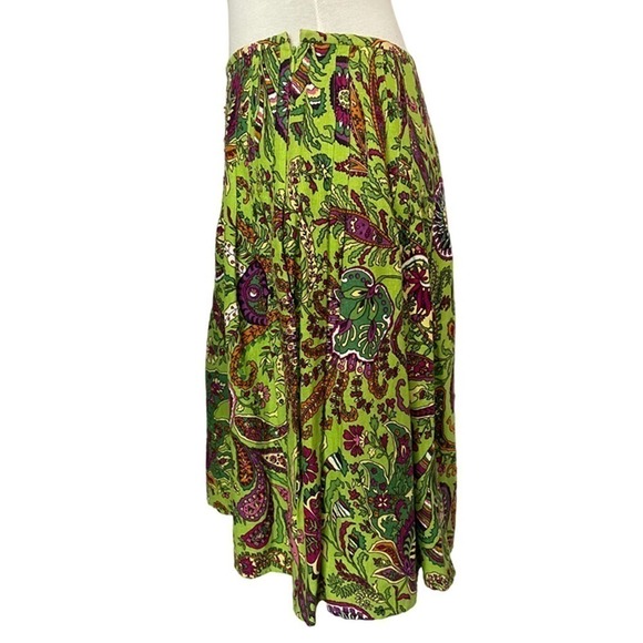 I.C.E. Green Floral Pleated A-line Skirt Size 4 - Picture 2 of 8